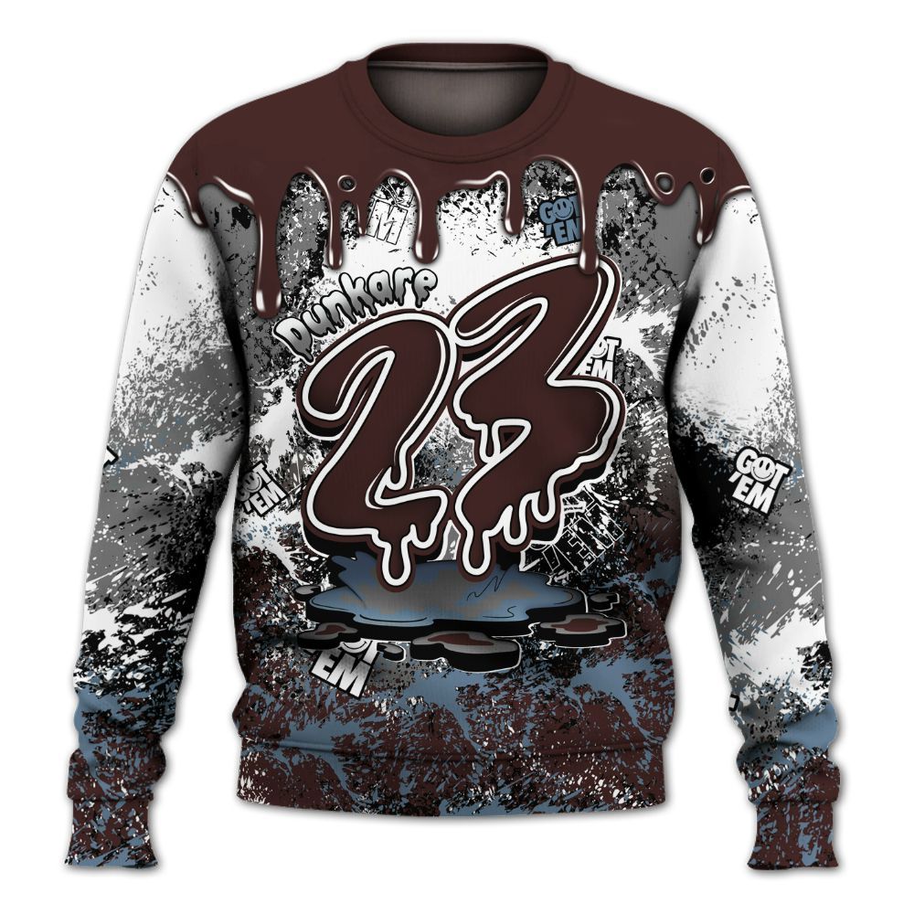 Sweatshirt To Match Burgundy 5s - Dripping 23 Drip All Over Print