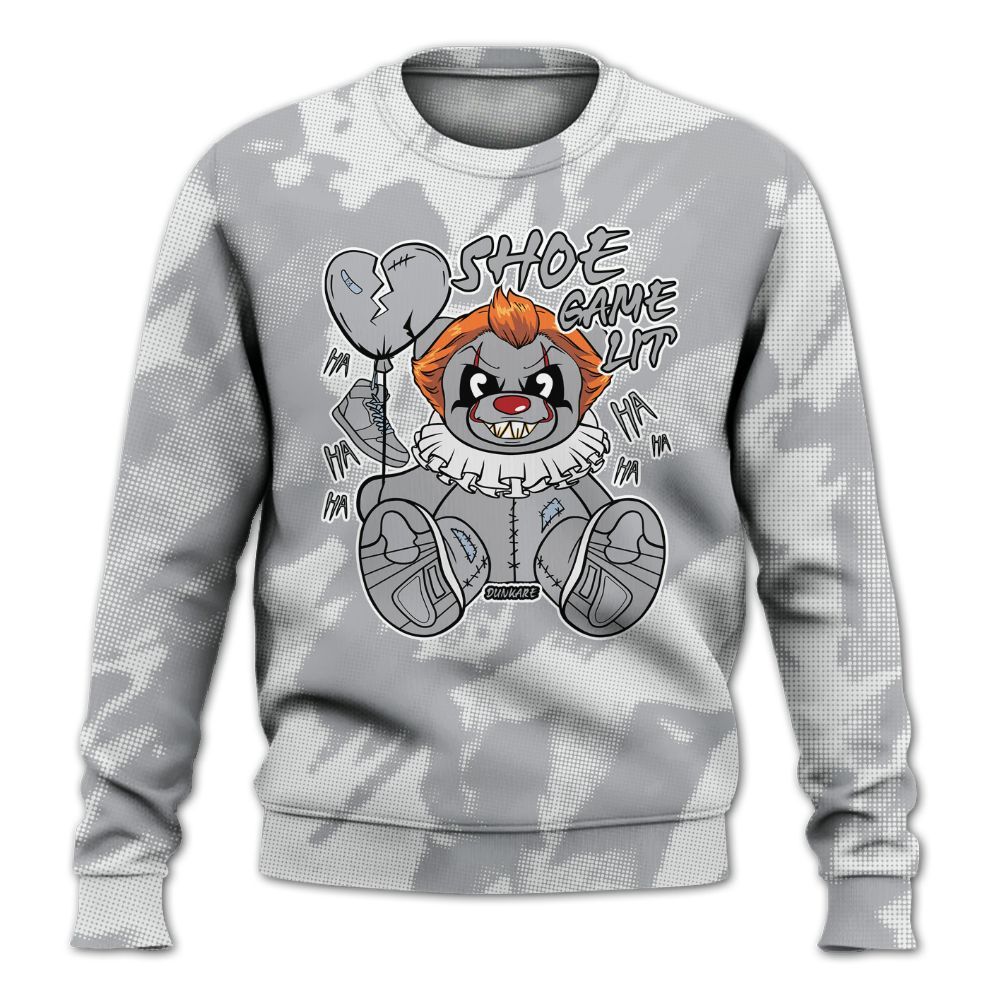 Sweatshirt To Match Low OG Wolf Grey 1s - Shoe Game Bear Abstract Halftone All Over Print
