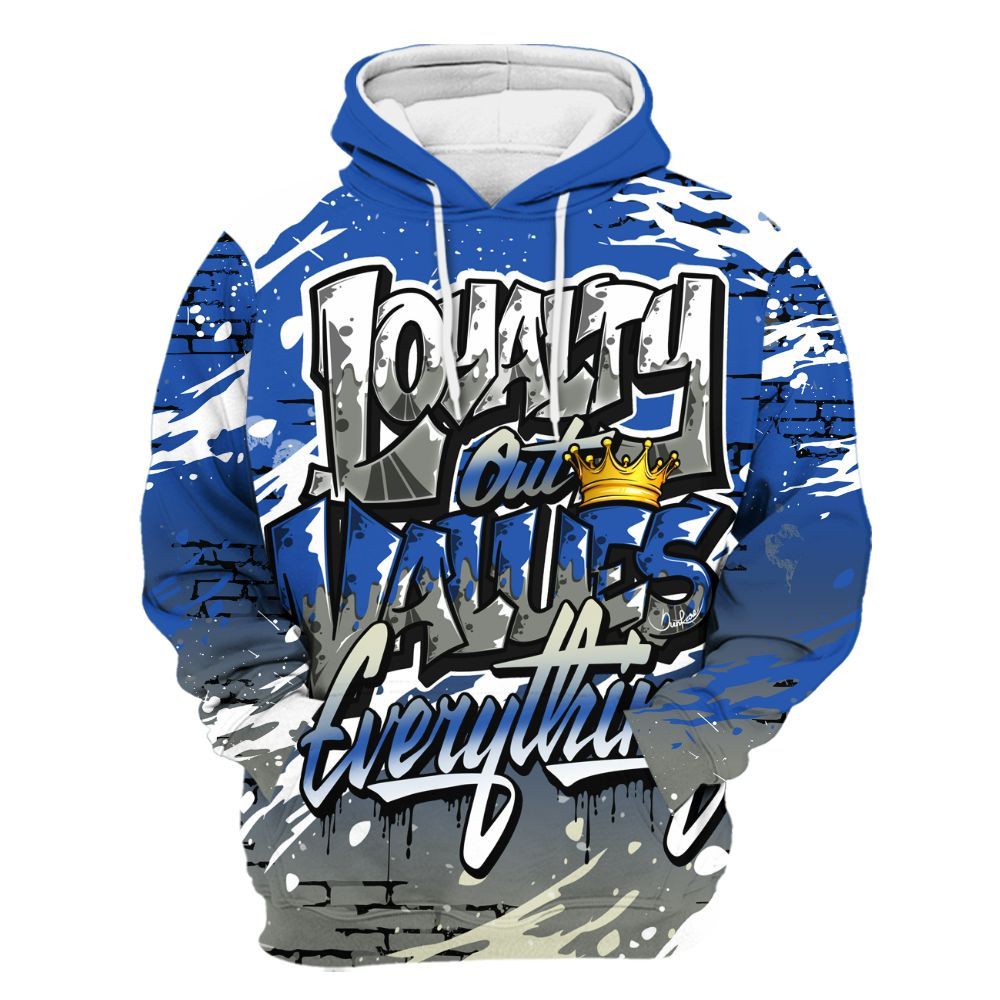 Hoodie To Match Lucky Shorts 3s - Values Of Loyalty Drip All Over Print