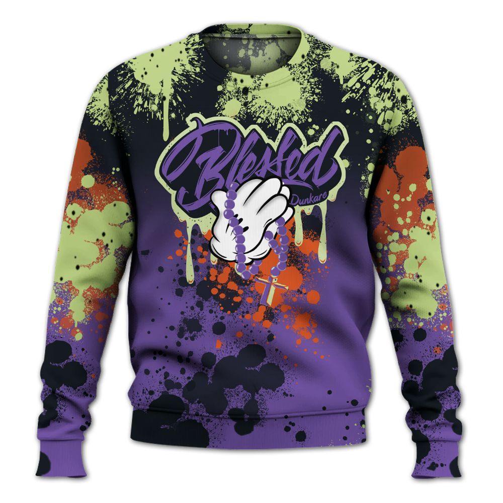 Sweatshirt To Match Canyon Purple 4s - God Blessed Ink Drip All Over Print