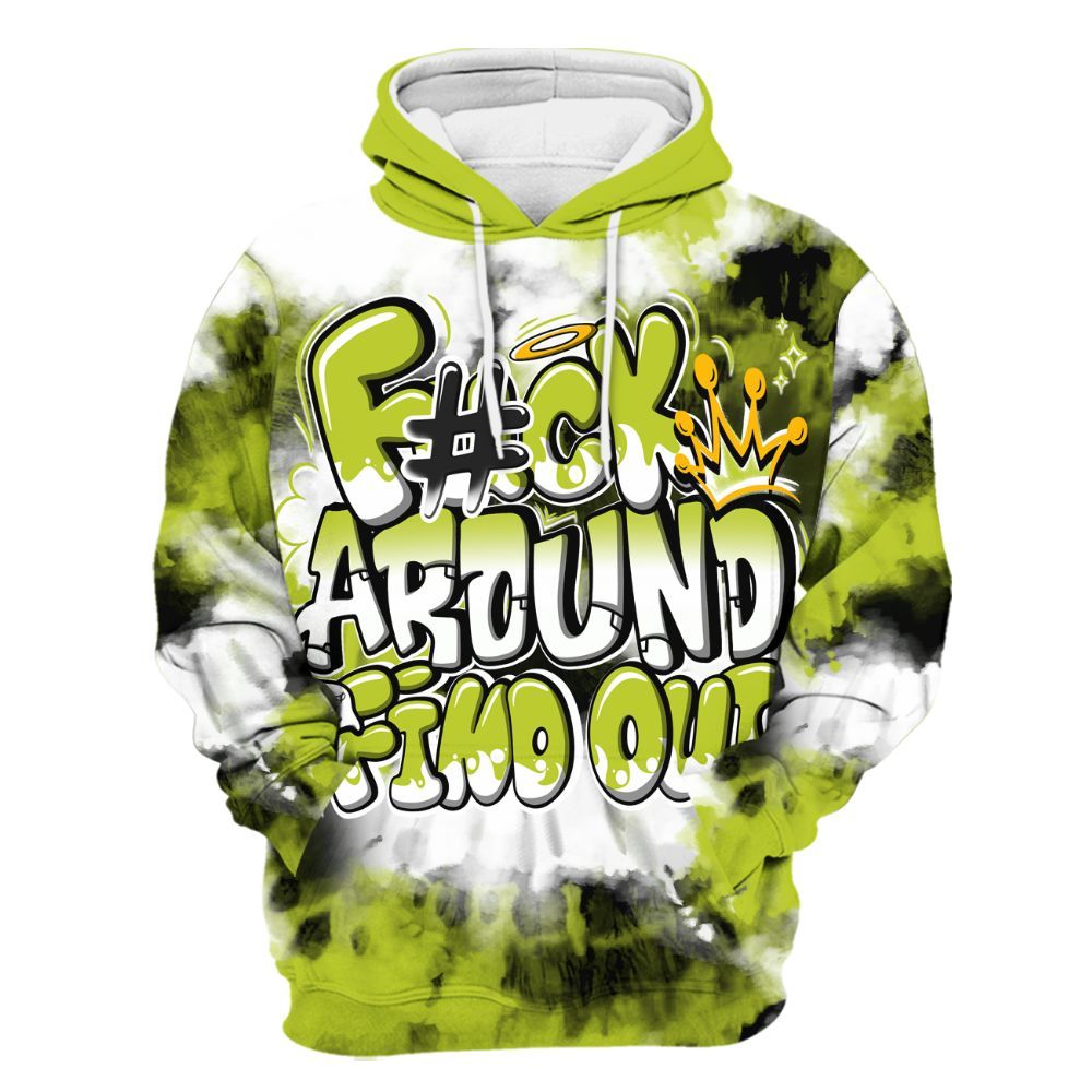 Hoodie To Match Bright Cactus 13s - Tie Dye FK Around Find Out All Over Print