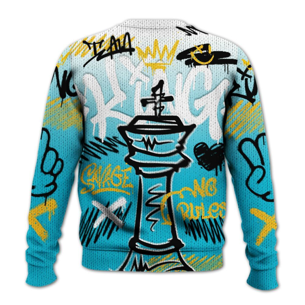 Knitted Sweater To Match Retro Aqua 5s - Street King Chess Streetwear