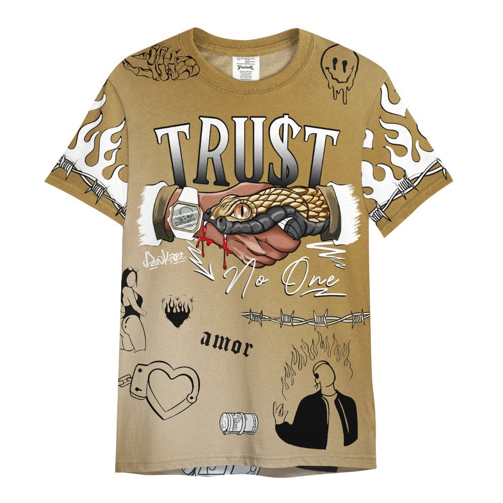 Shirt To Match Max 96 Low Black White Gold - Snake Trust No One All Over Print