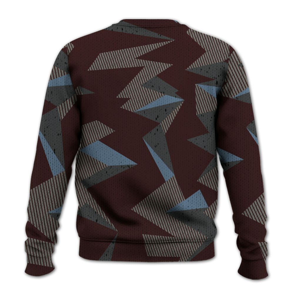Knitted Sweater To Match Burgundy 5s - Geometric Camouflage Pattern