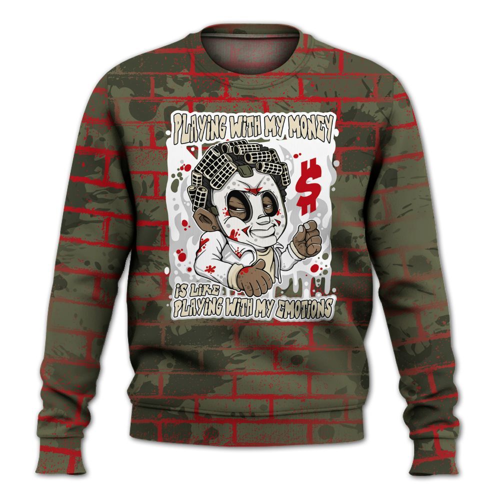 Sweatshirt To Match Travis Scott Low OG Medium Olive 1s - Playing With My Money Graphic Halloween All Over Print