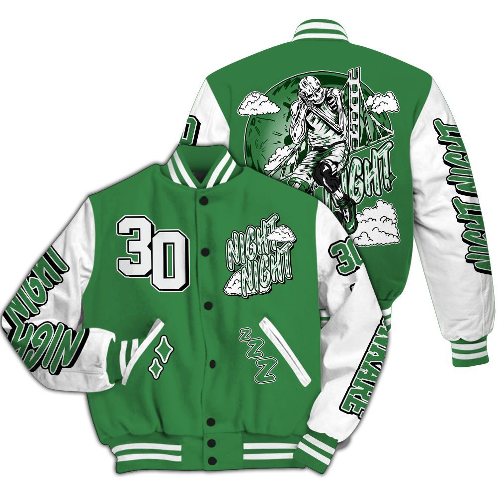 Varsity Jacket To Match Lucky Green 1s - Seeya Skeleton All Over Print