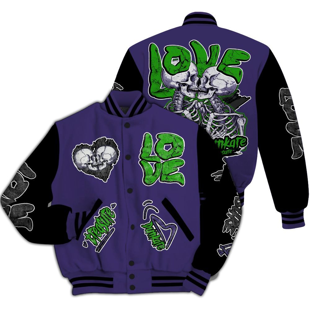 Varsity Jacket To Match Retro Court Purple 13s - Skull Love All Over Print