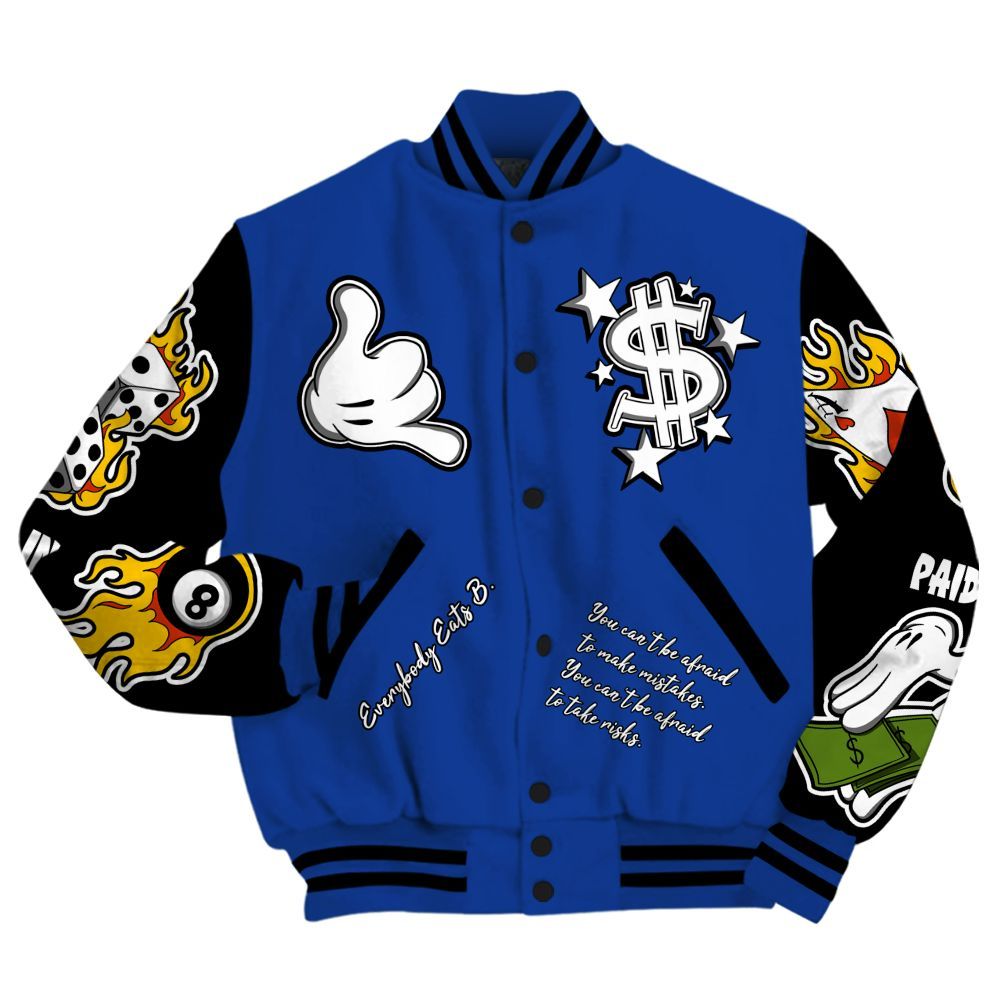 Varsity Jacket To Match Air Foamposite One Royal - Everybody Paid In Full Graphic All Over Print
