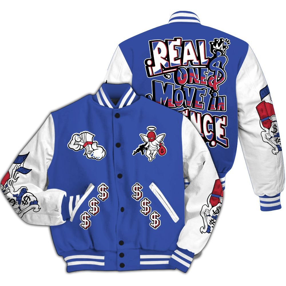 Varsity Jacket To Match Air Griffey Max USA Red White Blue 1s - Ones Move In Silence Graphic All Over Print