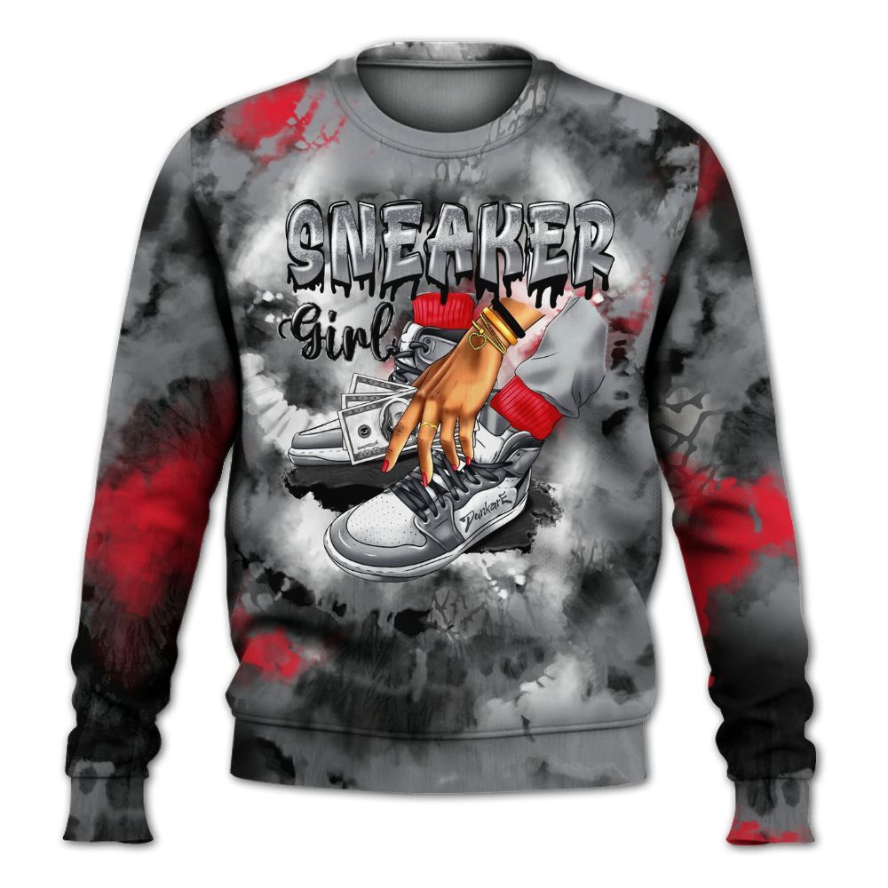 Sweatshirt To Match Black Cement 3s - SNEAKER Girl Money Drip Tie Dye All Over Print