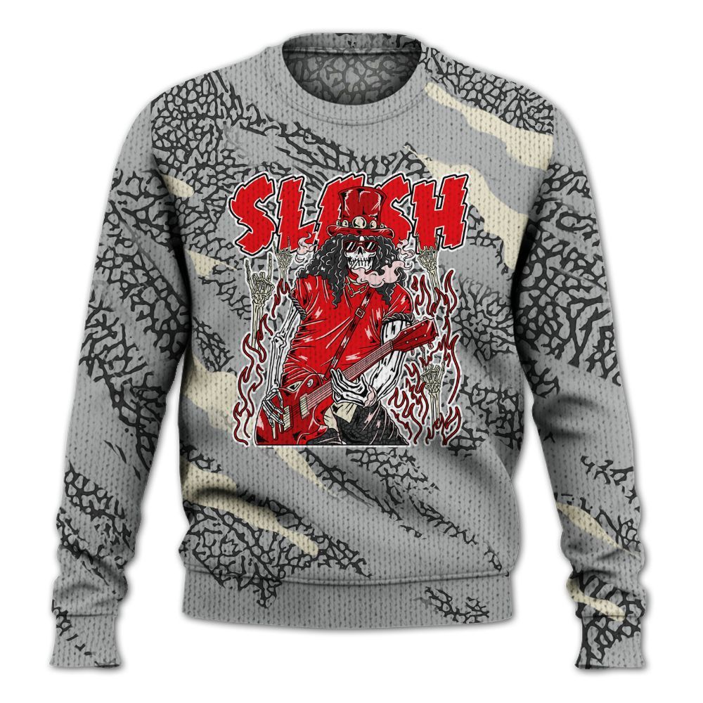 Knitted Sweater To Match Cement Grey 3s - Slash Skeleton Colored