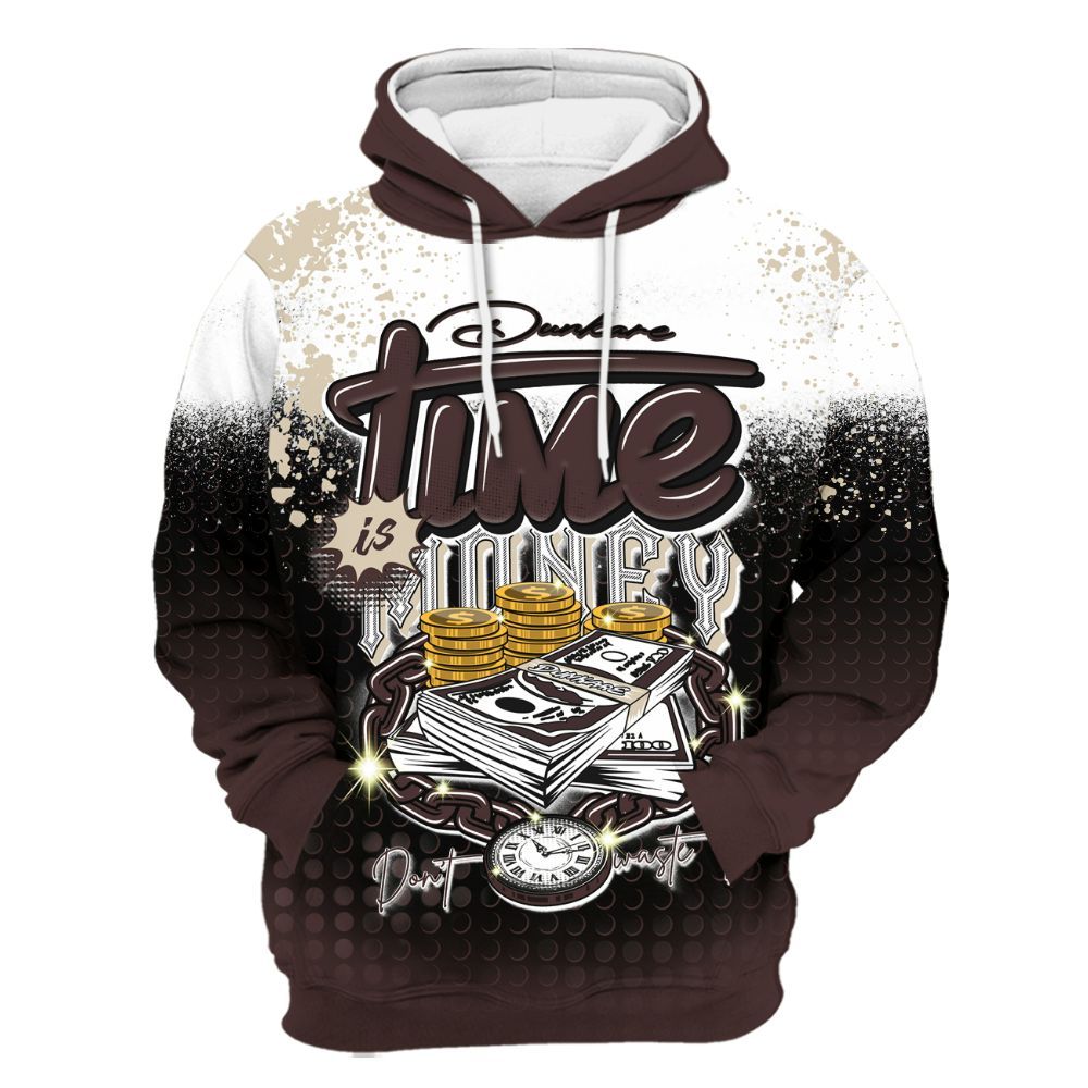 Hoodie To Match Burgundy Crush 3s - Halftone Time Is Money All Over Print