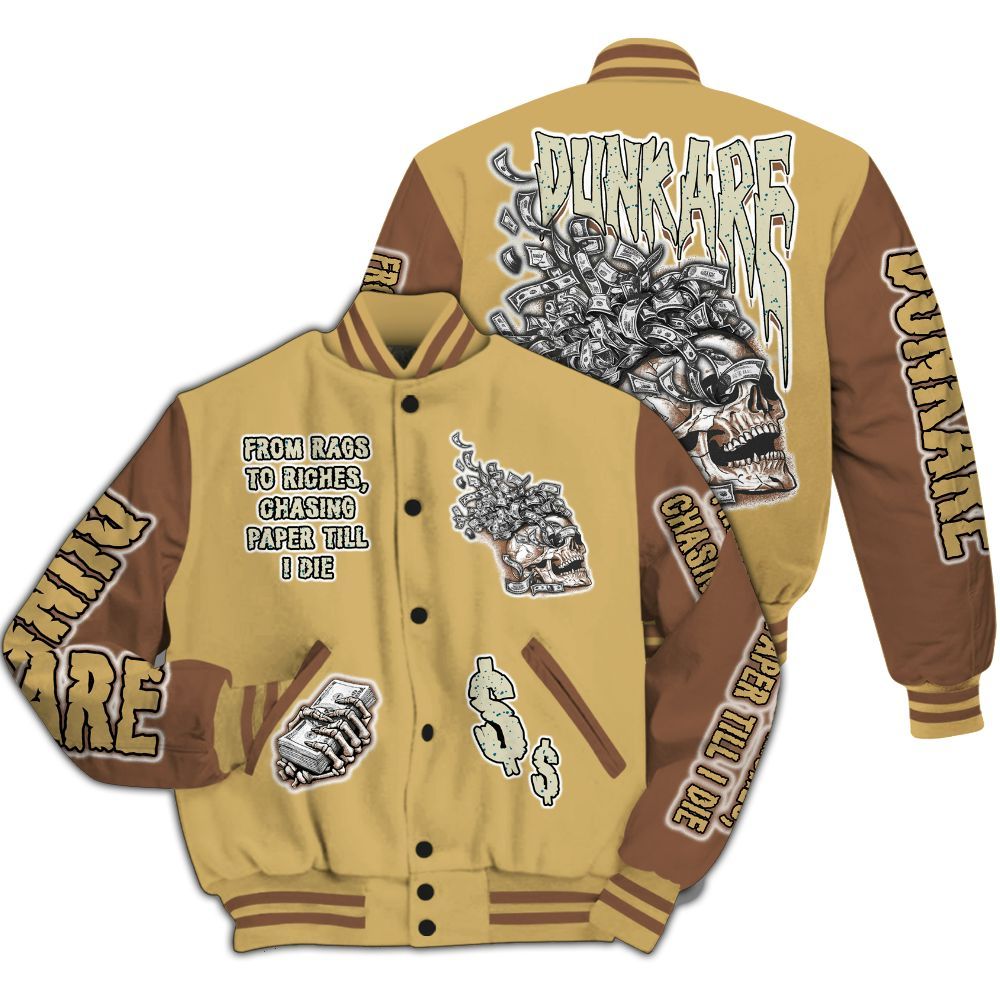 Varsity Jacket To Match Retro Cacao Wow 4s - From Rags To Riches All Over Print