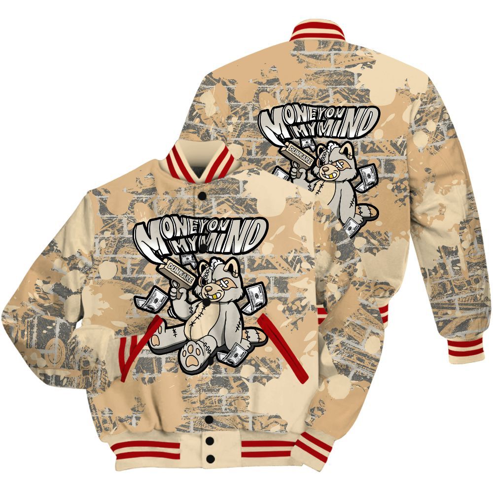 Varsity Jacket To Match Dunk Low Strawberry Waffle Shirt - Money On My Mind Raccoon Brick All Over Print