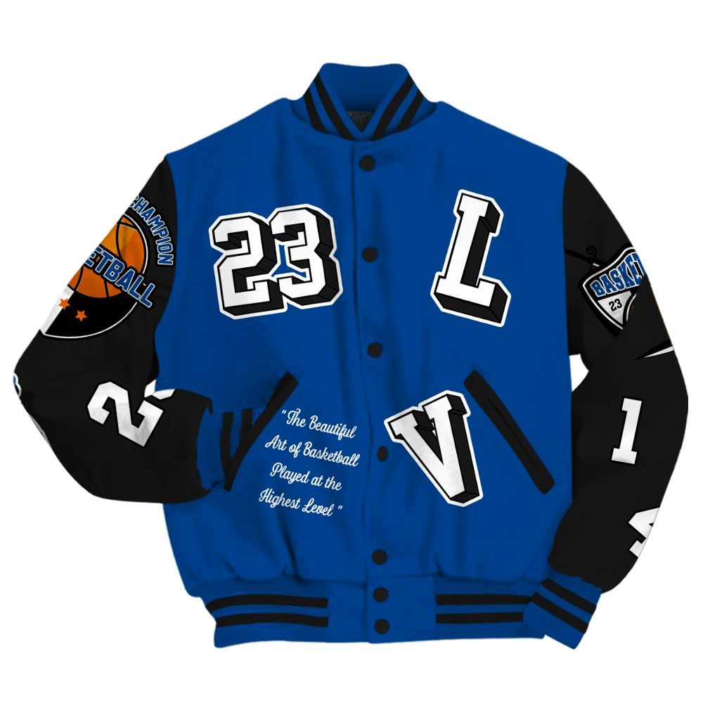 Varsity Jacket To Match Low 85 Royal 1s - The GOAT Got Em Streetwear All Over Print