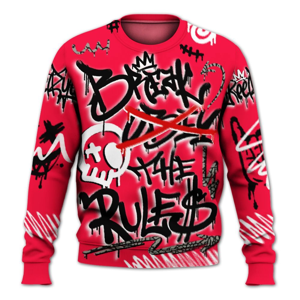 Sweatshirt To Match Retro Fire Red 3s - Break Rules Streetwear All Over Print
