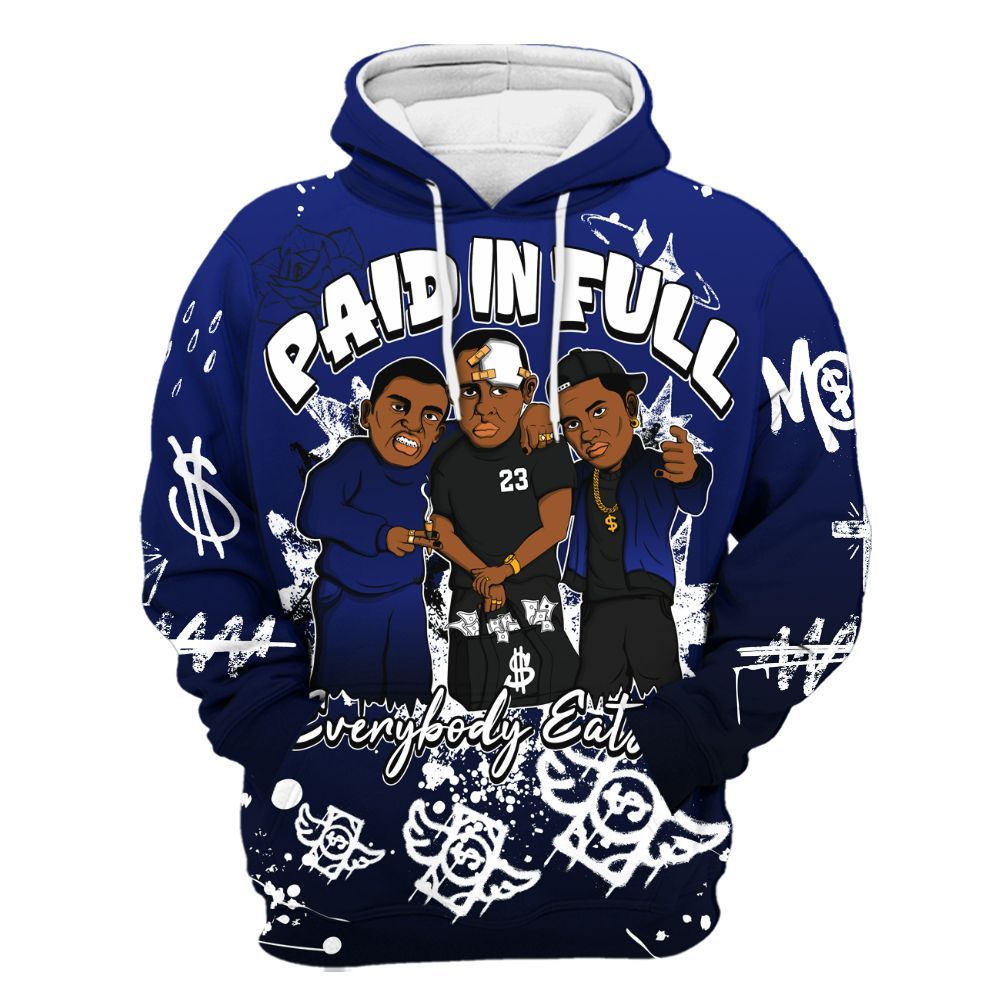 Hoodie To Match Air Max Plus Black Racer Blue - Everybody Paid In Full Crayon All Over Print