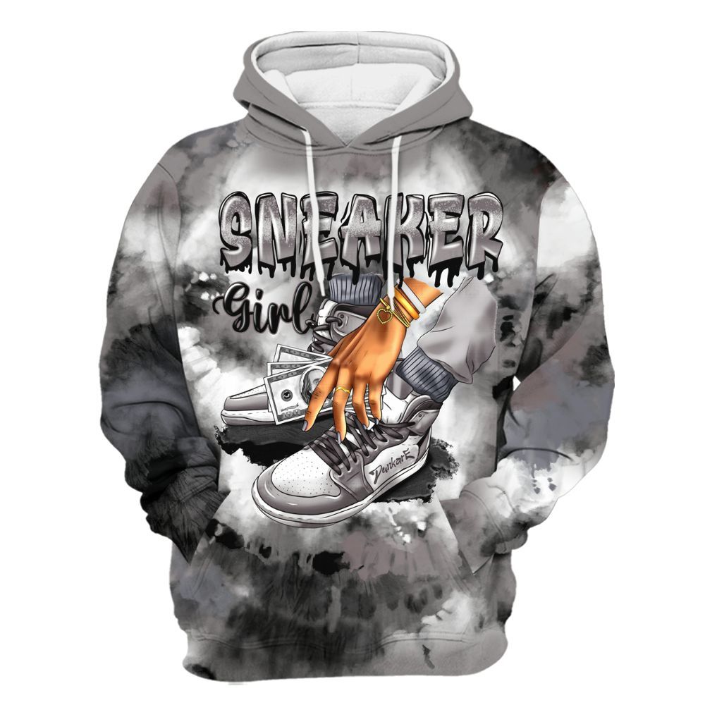 Hoodie To Match Cool Grey 11s - SNEAKER Girl Money Drip Tie Dye All Over Print