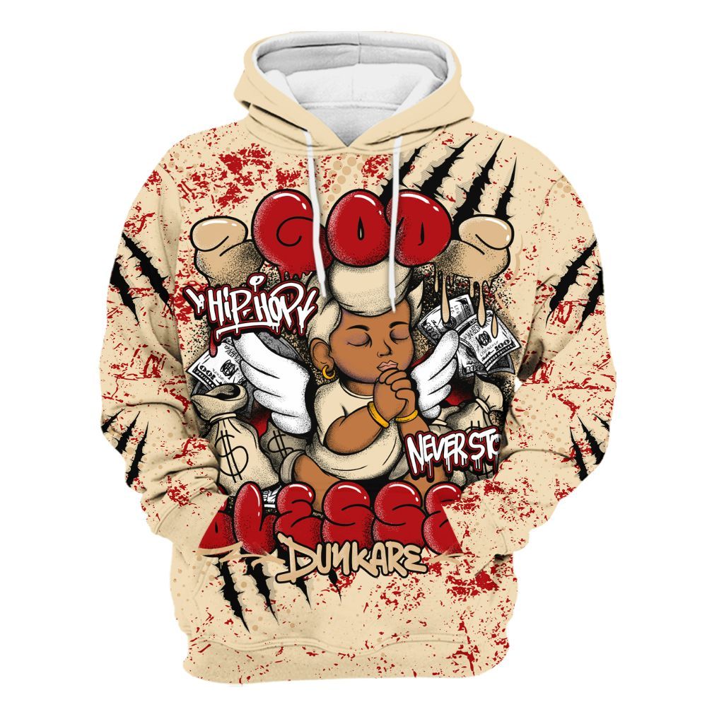 Hoodie To Match Dunk Low Strawberry Waffle - God Blessed All Over Print