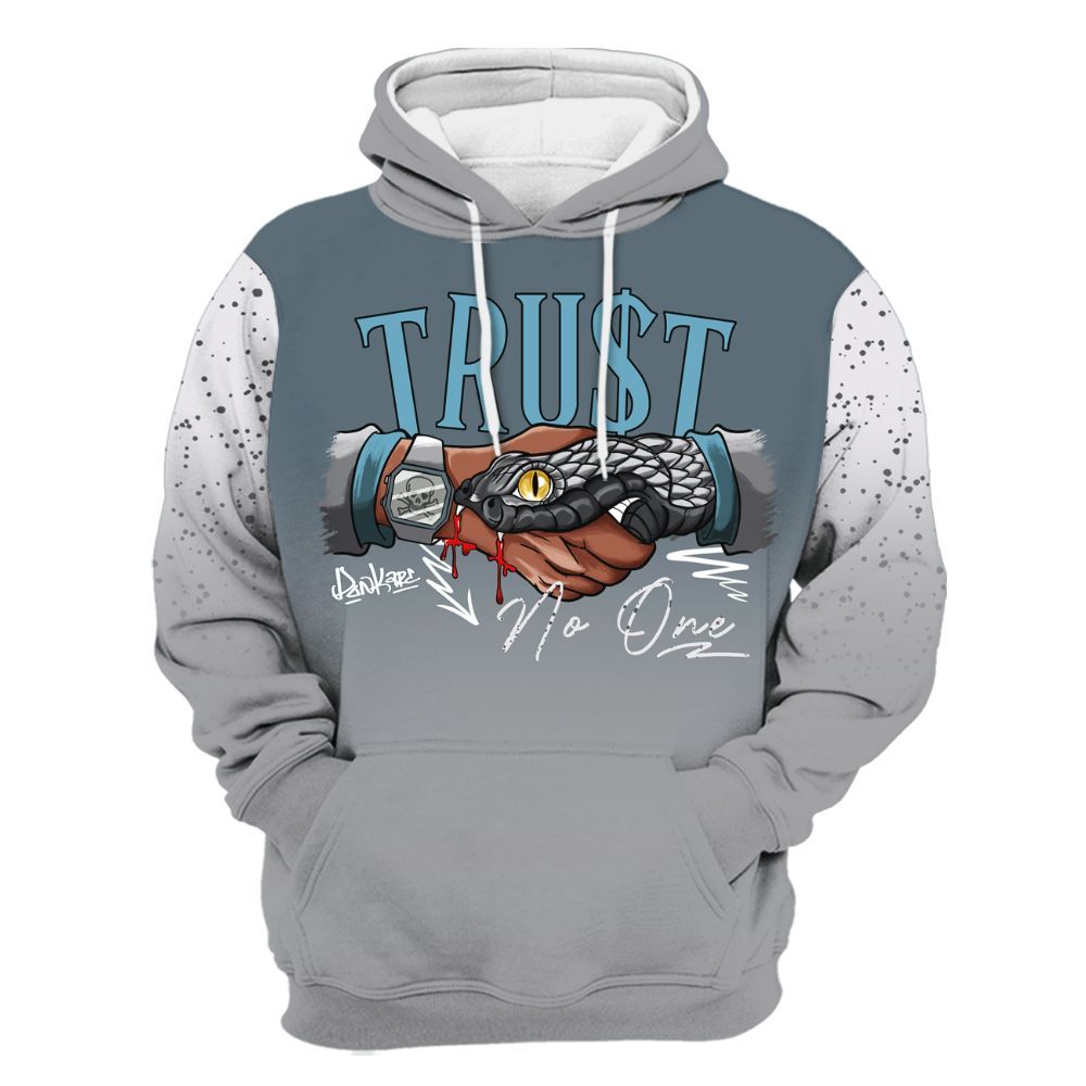 Hoodie To Match Retro Light Graphite Wolf Grey 5s - Snake Trust No One Drip All Over Print