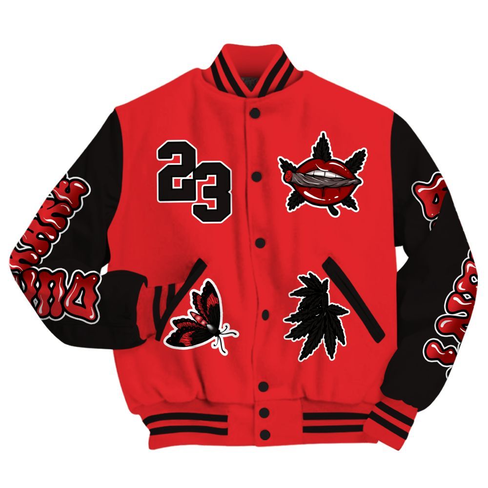Varsity Jacket To Match Chile Red 9s - Bluntz Unique All Over Print