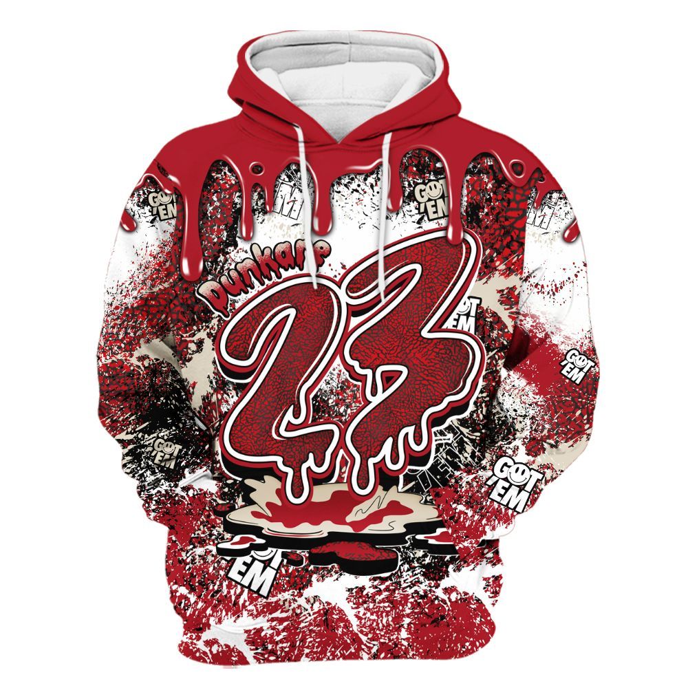 Hoodie To Match Mid Red Cracked Leather 1s - Dripping 23 Drip All Over Print