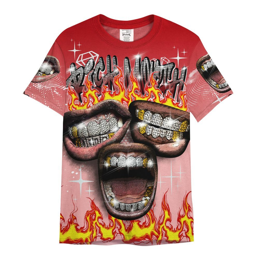 Shirt To Match Low Valentines Day 1s - Rich Mouth Fire Rap Retro 90s All Over Print