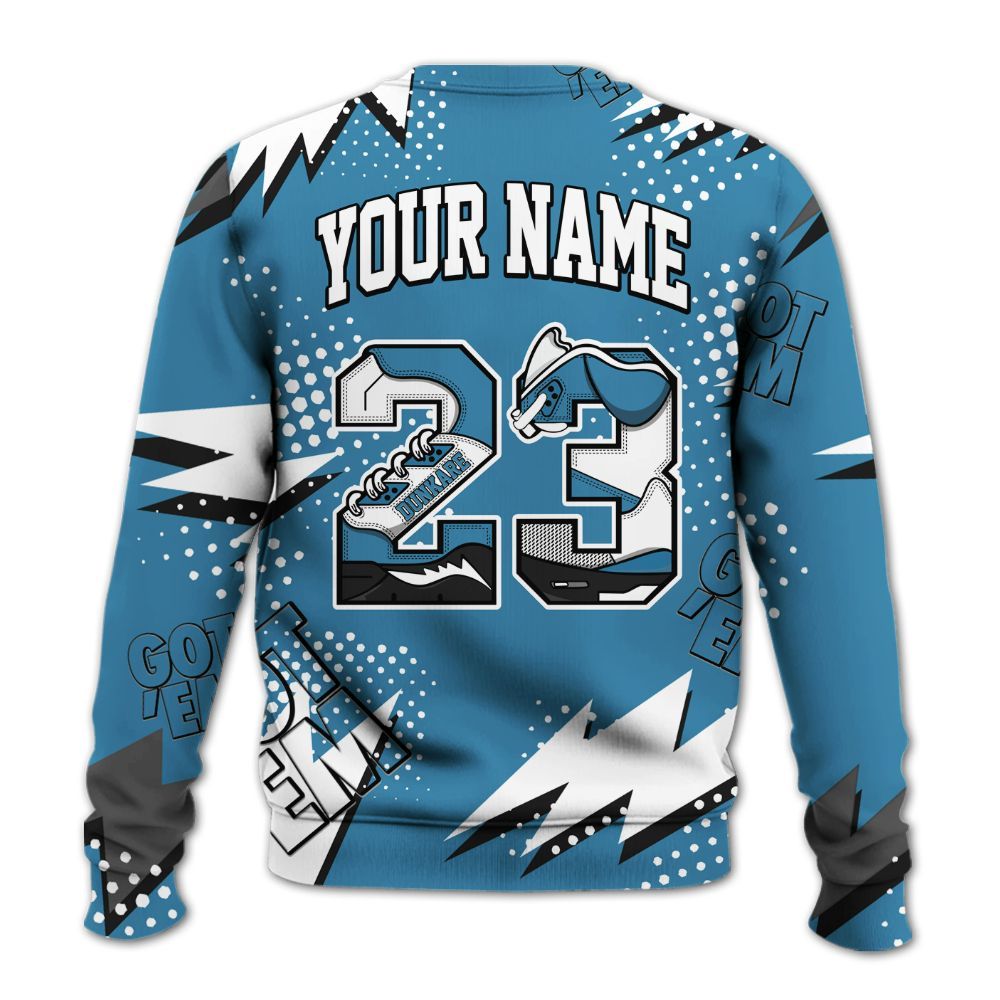 Sweatshirt To Match High OG UNC Reimagined 1s - Custom Name Number 23 5s All Over Print