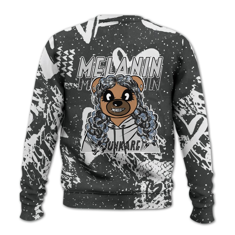 Sweatshirt To Match Reverse Black White 6s - Pigments Bear Heart Grunge All Over Print