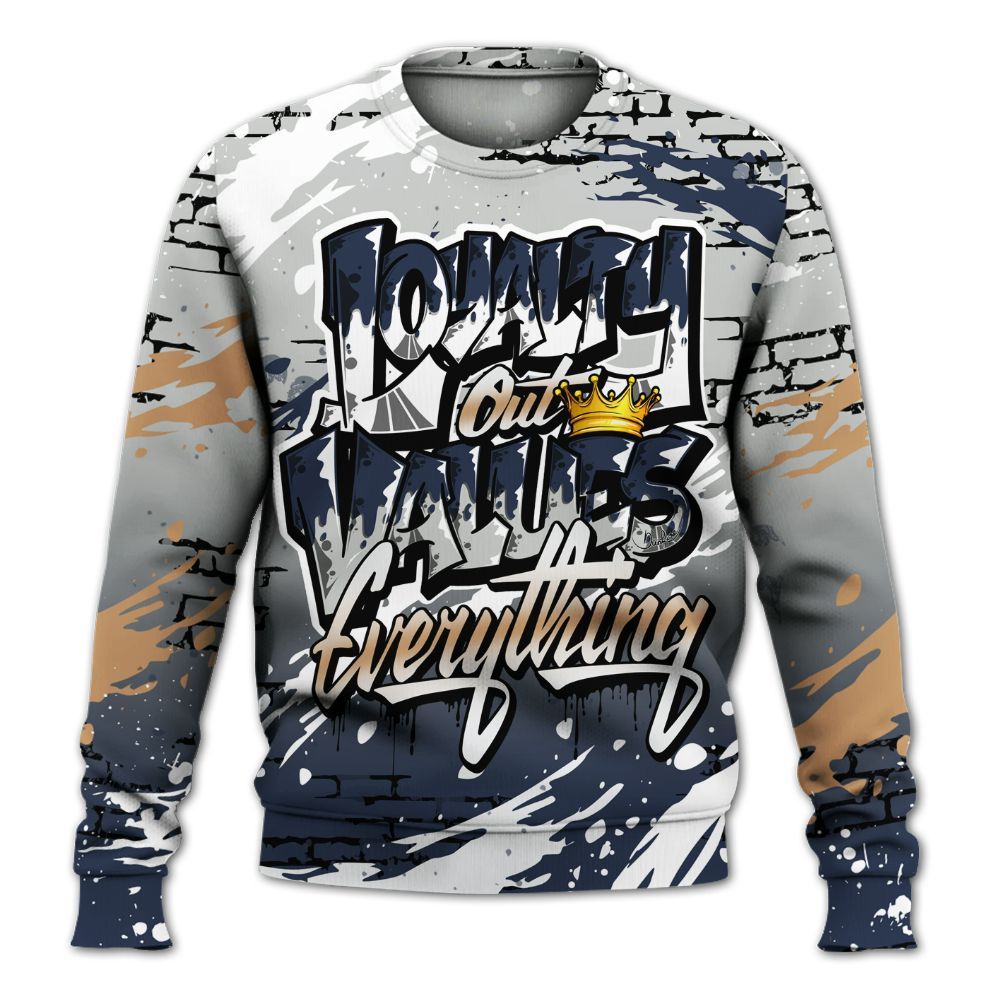 Sweatshirt To Match Low Navy Grey Gum 1s - Values Of Loyalty All Over Print