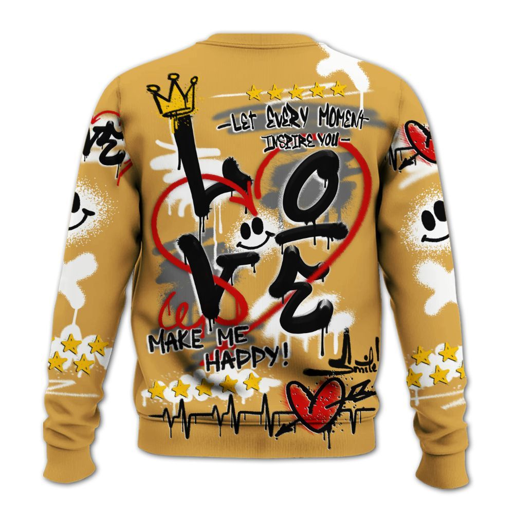 Sweatshirt To Match Low OG Rookie Of The Year 1s - Happy Love Beats Graffiti Streetwear All Over Print