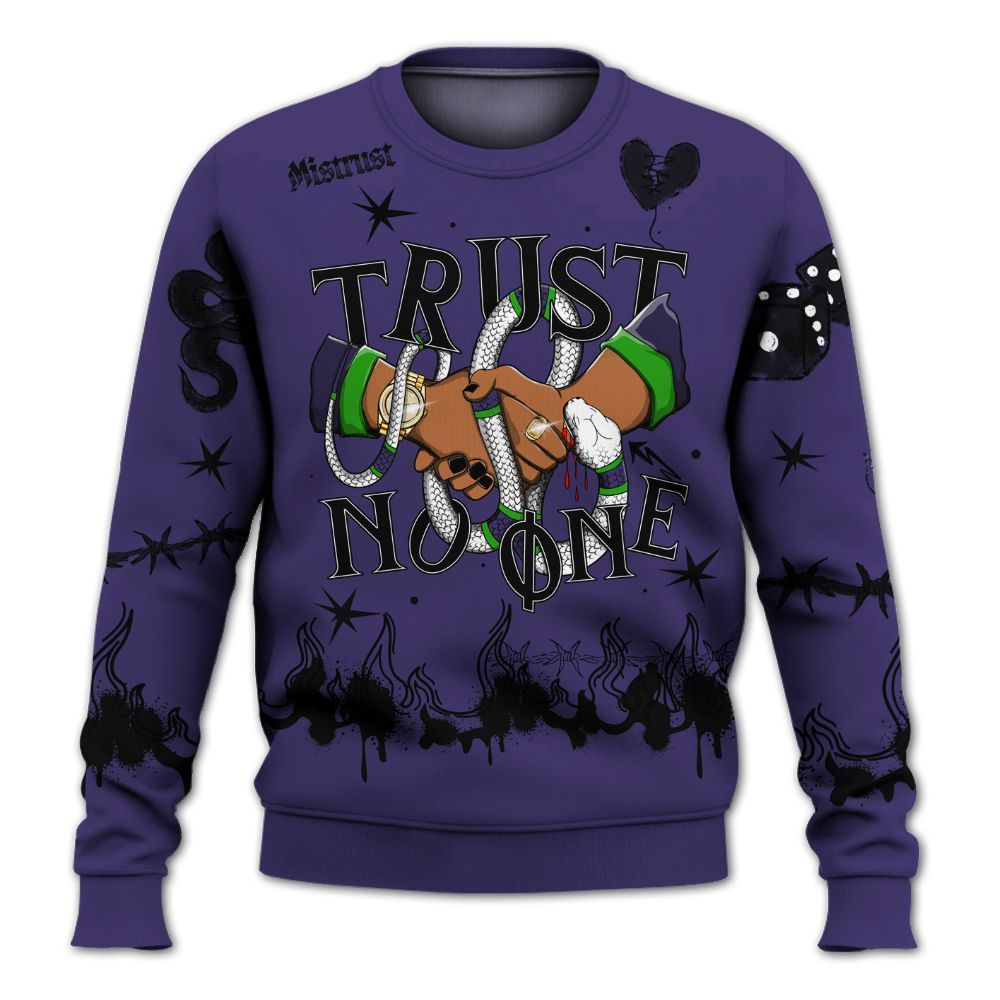 Sweatshirt To Match Retro Court Purple 13s - Trust No One Snake-Bite Doodle Crayon All Over Print