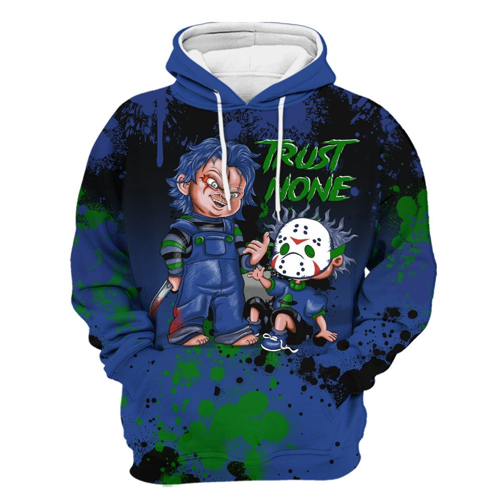Hoodie To Match Retro Hyper Royal 13s - Trust No One Scary All Over Print
