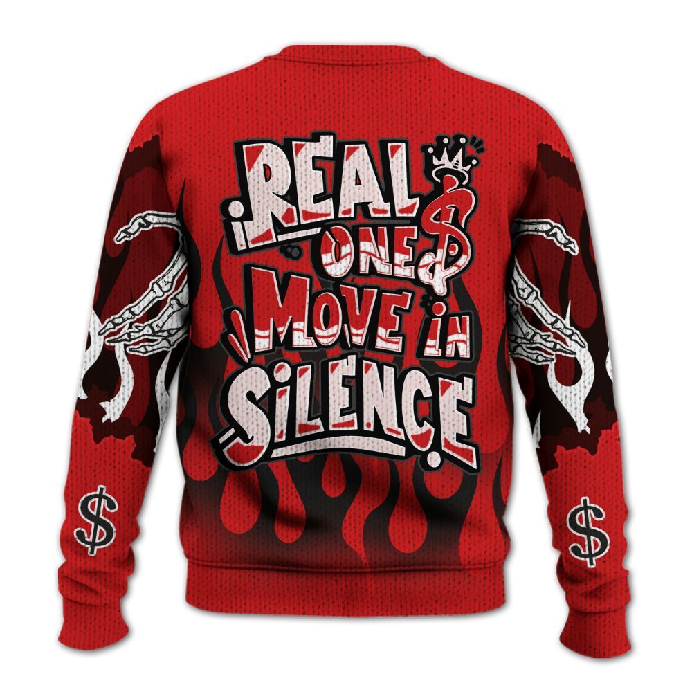 Knitted Sweater To Match Low Bred 11s - Ones Move In Silence Graphic Trapped