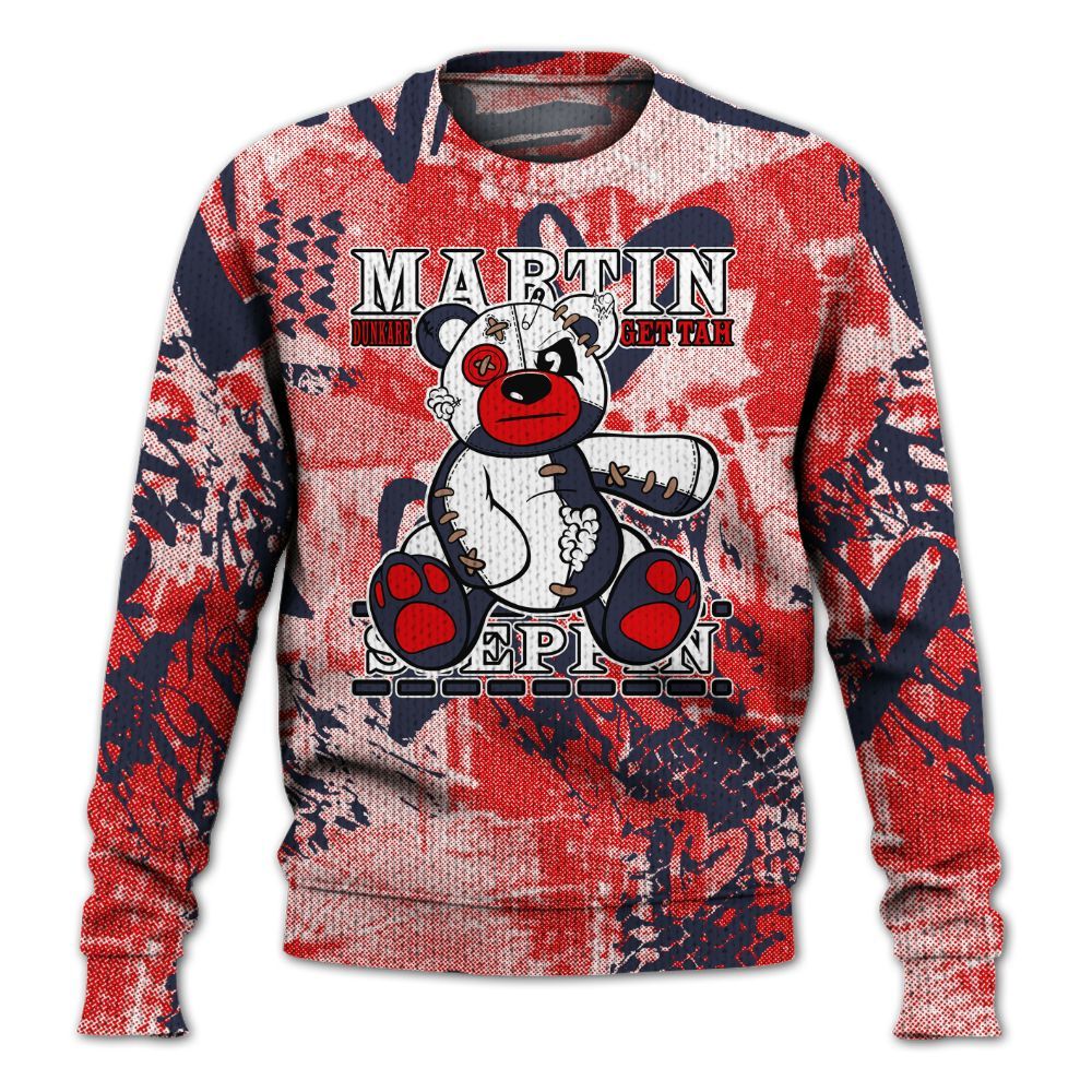 Knitted Sweater To Match Low OG Howard Bison 1s - Tah Steppin Bear Heart Grunge