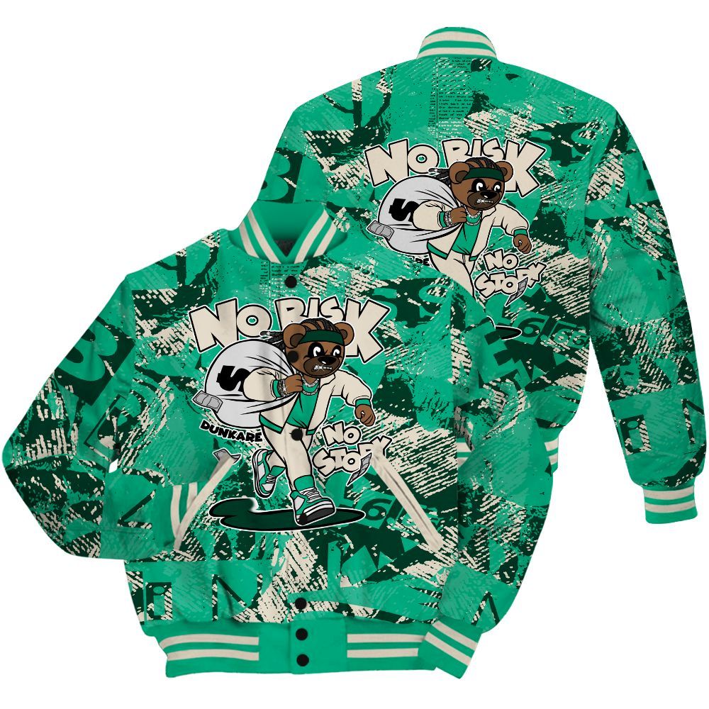 Varsity Jacket To Match Oxidized Green 4s Shirt - Certain Bear Abstract Graffiti All Over Print