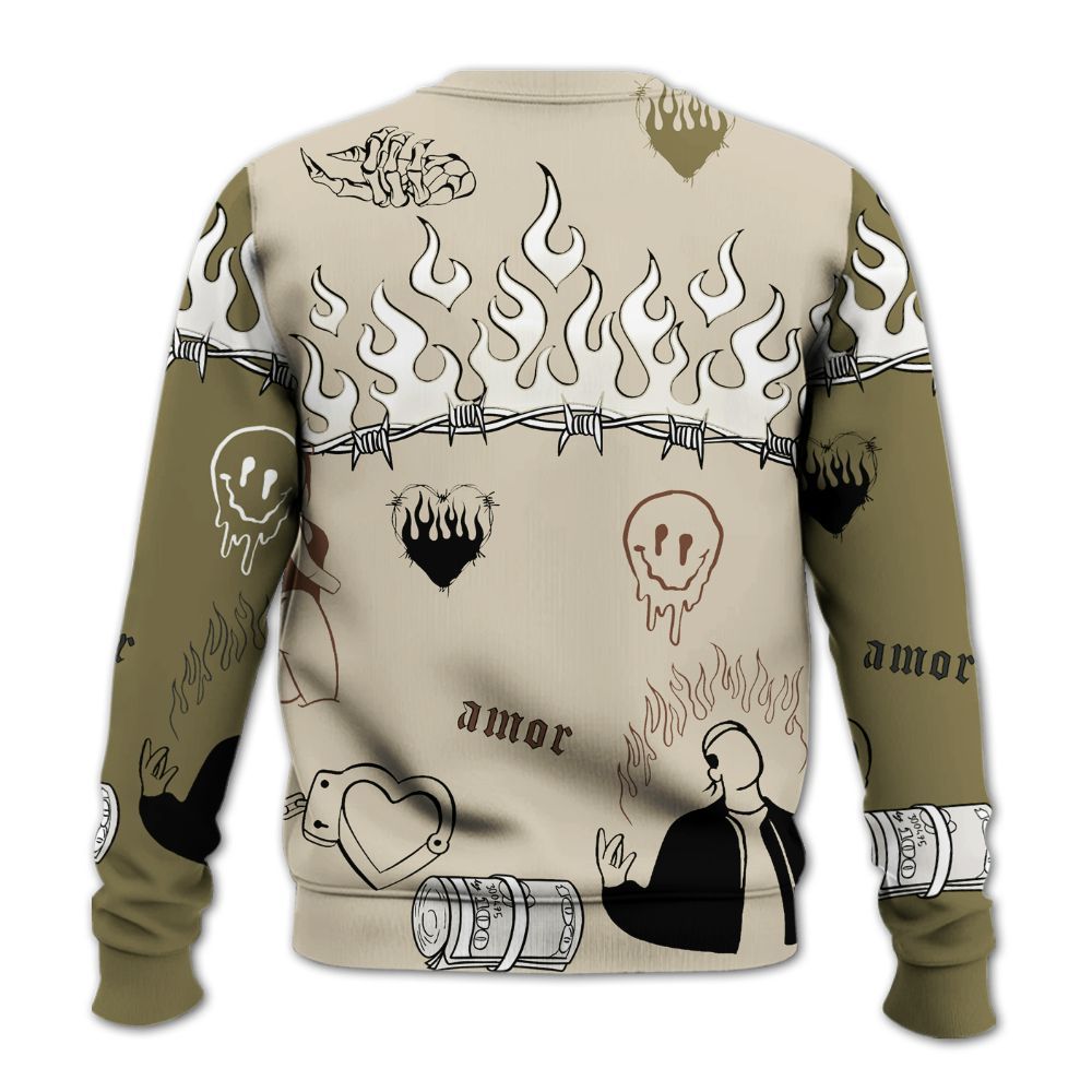 Sweatshirt To Match Sail Neutral Olive 6s - Snake Trust No One All Over Print