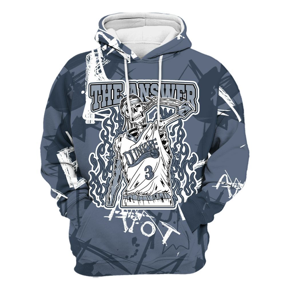 Hoodie To Match Low Diffused Blue 11s - Allen Answer Skeleton Messyz All Over Print