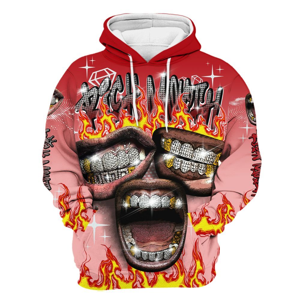 Hoodie To Match Low Valentines Day 1s - Rich Mouth Fire Rap Retro 90s All Over Print