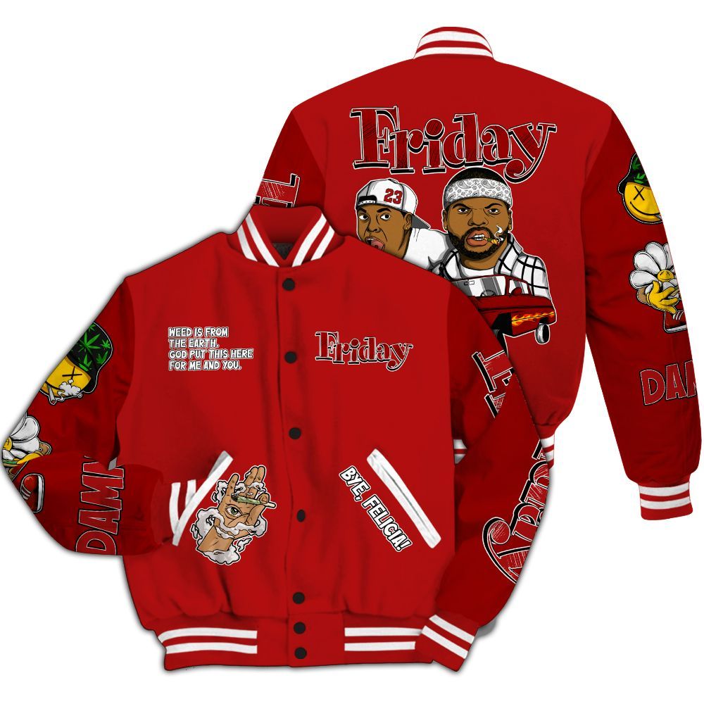 Varsity Jacket To Match Low Terror White University Red 1s - Friday Sneaker Stress Style All Over Print