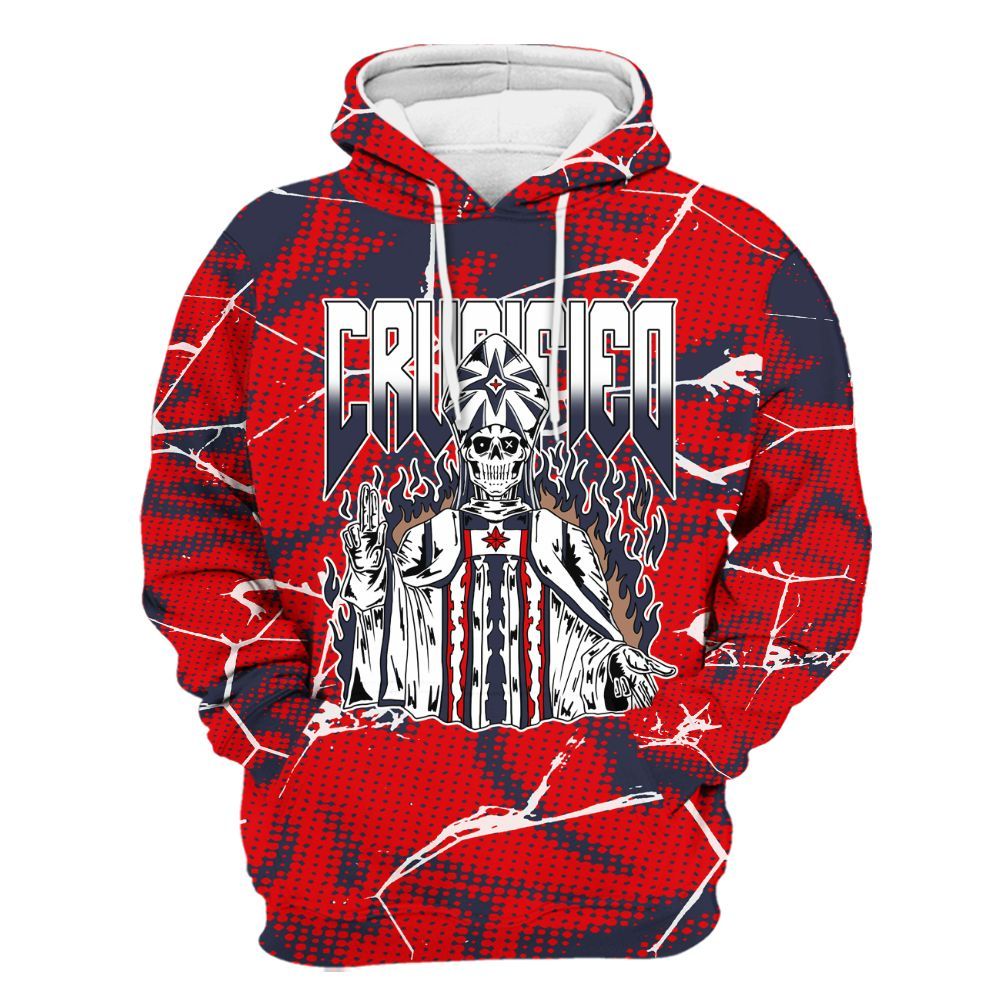 Hoodie To Match Low OG Howard Bison 1s - Crucified Skeleton Crack All Over Print