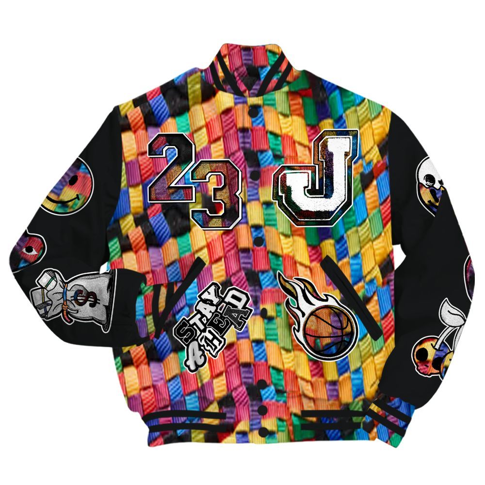 Varsity Jacket To Match Air Rainbow Weave - Hustles Money Number 23 All Over Print