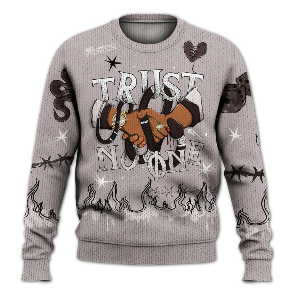 Sweater To Match AMM Air Smokey Mauve 6s - Trust No One Snake-Bite Doodle Crayon Graphic