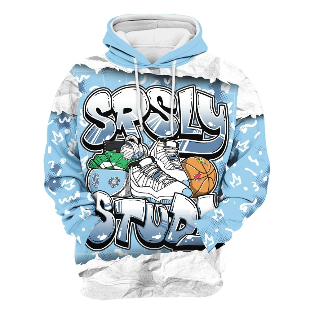 Hoodie To Match Legend Blue 11s - SRSLY Study Doodle All Over Print