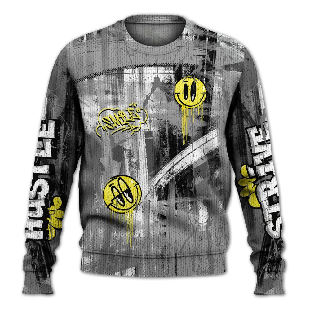 Knitted Sweater To Match Black Wolf Grey 12s - Money Skull Smile Fire