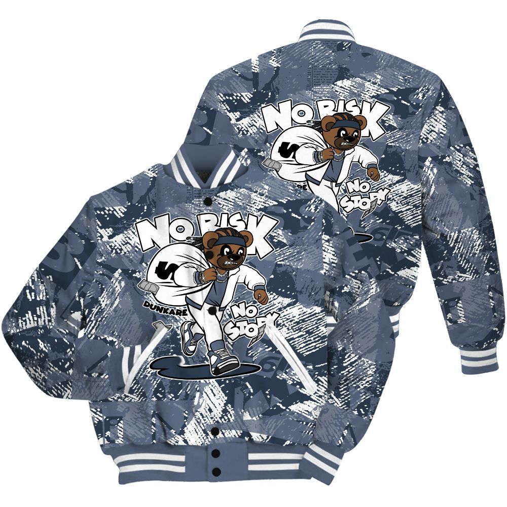 Varsity Jacket To Match Low Diffused Blue 11s Shirt - Certain Bear Abstract Graffiti All Over Print