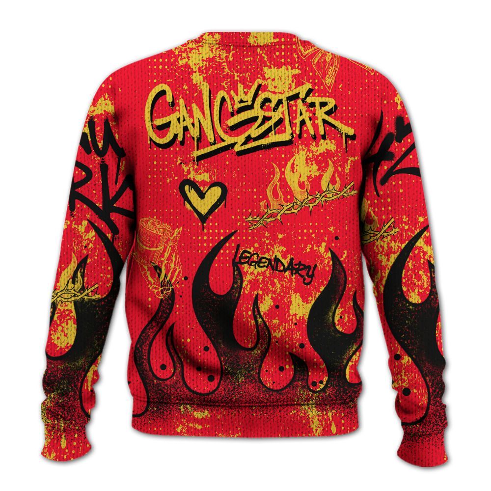 Knitted Sweater To Match KD 18 Air Bakin - Lucky Money Paid In Full Graffiti