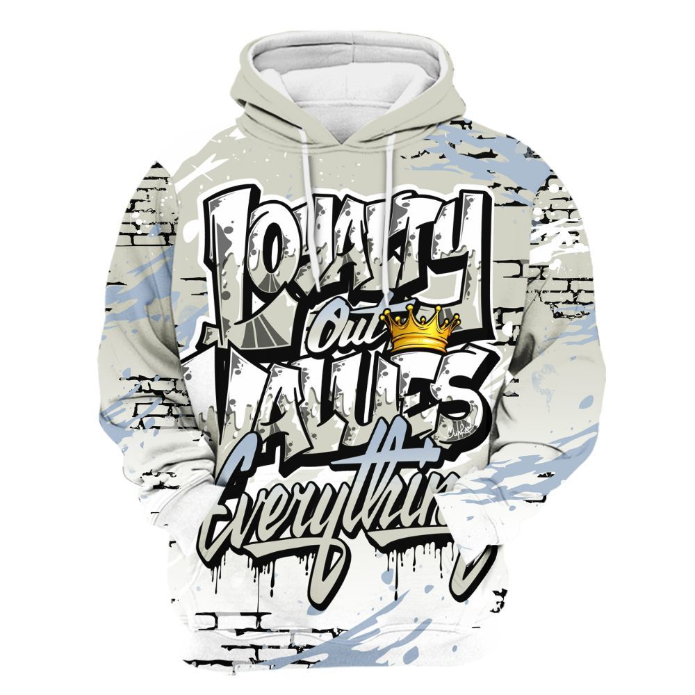 Hoodie To Match Low OG Wolf Grey 1s - Values Of Loyalty Drip All Over Print