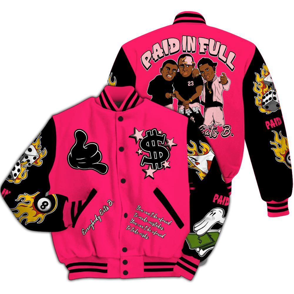Varsity Jacket To Match A'One Hyper Pink Shirt, Funny Everybody Paid In Full Graphic All Over Print