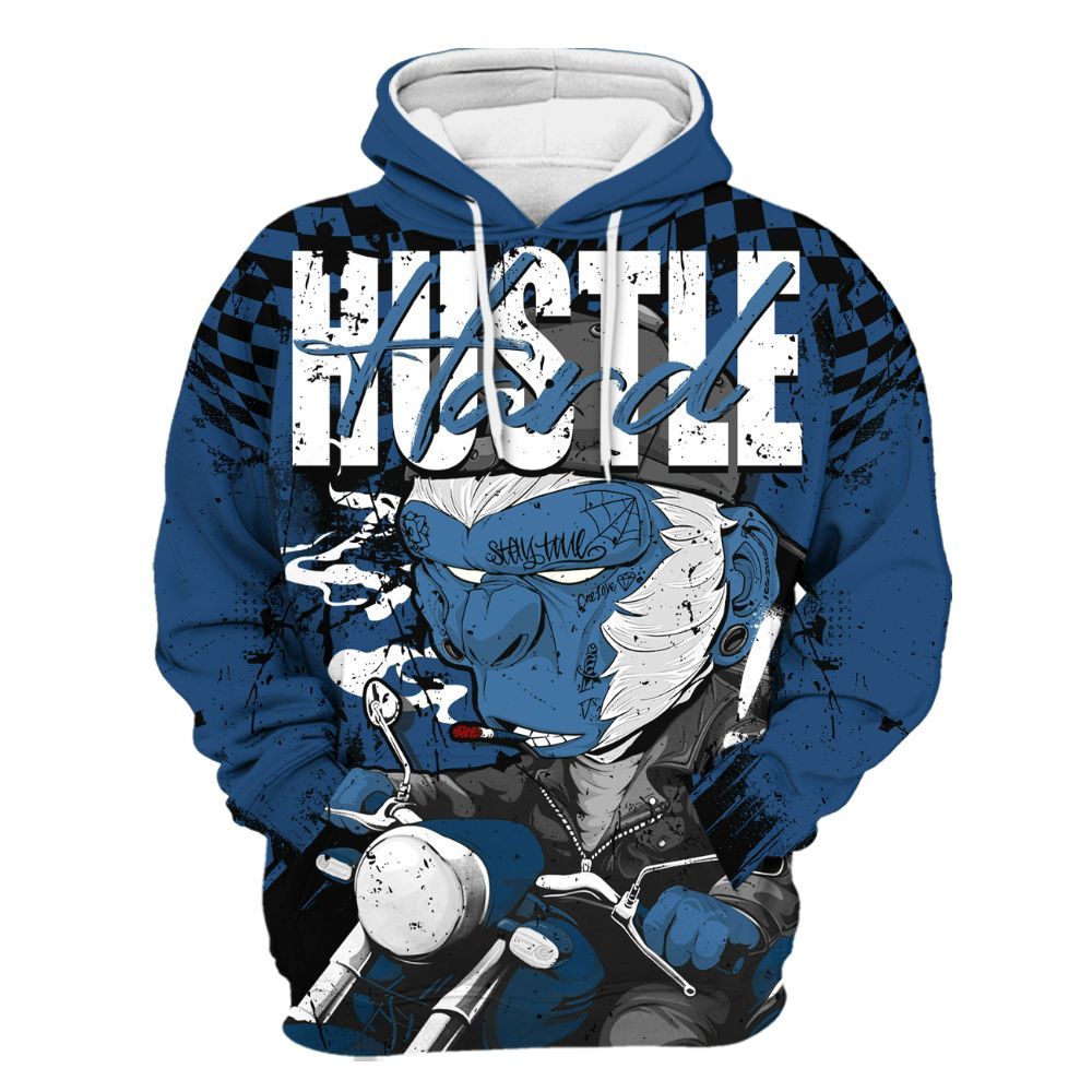 Hoodie To Match High OG Midnight Navy 1s - Hustle Hard Monkey All Over Print